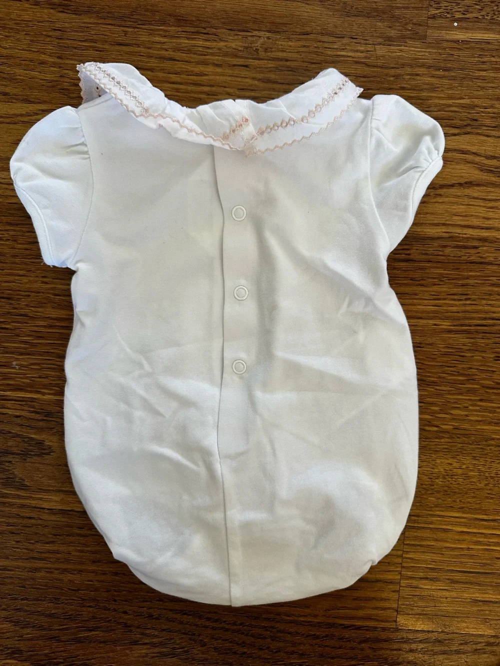 Mayoral White Baby One-Piece with Pink Trim